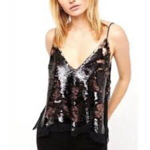 Free People Intimates Sequin Black Cami Top